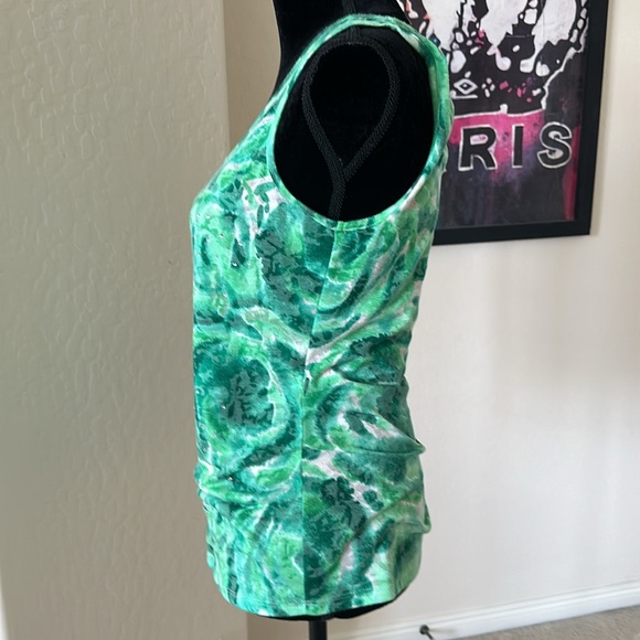 INC Textured Shades Of Green With Crystal Embellishments Tank Top Size Large - Picture 4 of 8